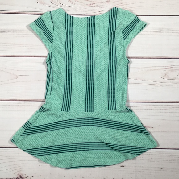 POSTAGE STAMP Green Peplum Blouse Size XS - Picture 2 of 8